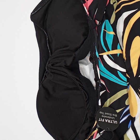 Coco Reef Retro Swirl‎ Ultra Fit Bra-Sized Underwire Tankini Swim Top Black 34C - Picture 8 of 11